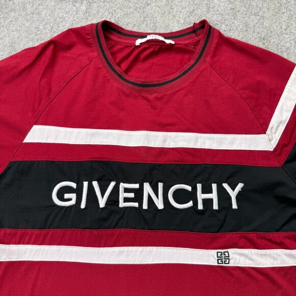 Givenchy T-Shirt Women L Red Black White Striped Oversized Colombian Fit - Picture 1 of 12